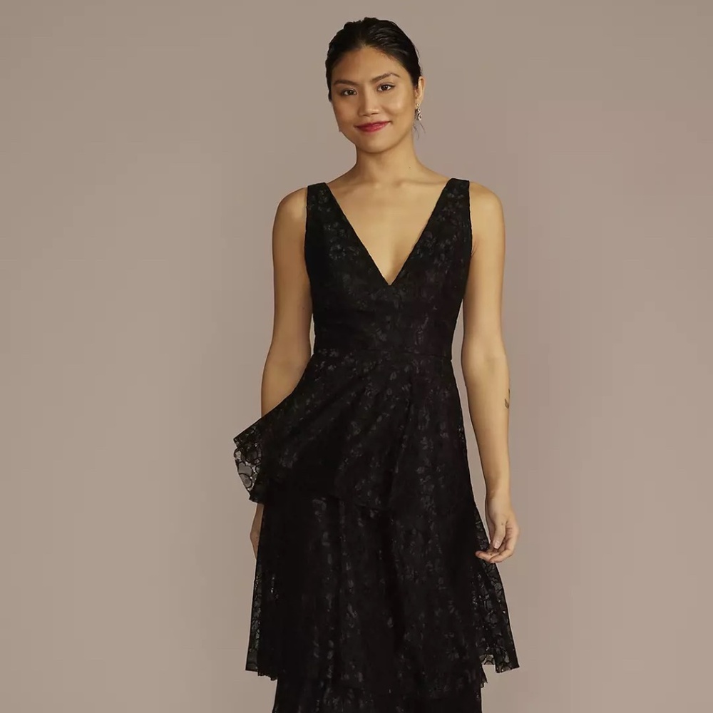 DB Studio V-Neck Tiered Lace Tank Dress